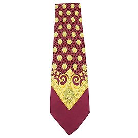 Versace Gravata de seda com estampa bordô/amarelo Outro