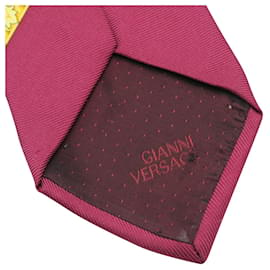 Versace-Burgundy/ Ywllow Print Silk Tie-Other