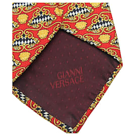 Versace-Red Print Silk Tie-Red