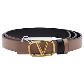 Valentino Garavani VLOGO Reversible Belt in Brown Leather Brown