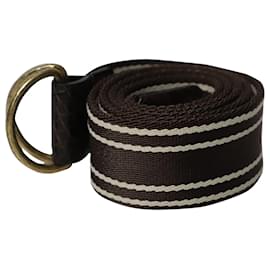 Tom Ford-Tom Ford Striped Double D Ring Belt in Brown and White Nylon -Other