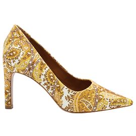 Zimmermann Printed Woven Pumps in Yellow Linen Other