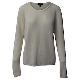 Burberry-Camisa de mangas compridas Burberry Net em lã creme-Branco,Cru