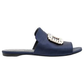 Roger Vivier Tiffany Satin Sandals Blue Navy blue