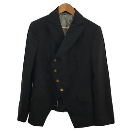 Vivienne Westwood MAN Diagonal Button Tailored Jacket / 48 / Wool / BLK Black