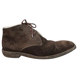 Gucci suede lined boots p 43 Dark brown
