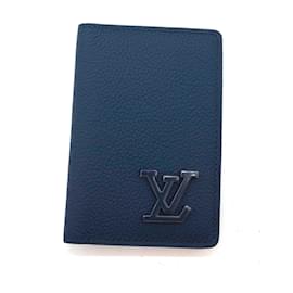 Louis Vuitton-Louis Vuitton Ocean Blue Pocket Organizer Stamped Bifold Wallet-Blue