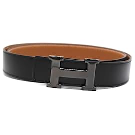 Hermès-Hermès 32Taille de ceinture réversible en cuir So Black H mm 110-Noir