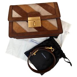 Sac à main en cuir marron Dolce & Gabbana Marron