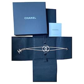 Chanel-pulsera C forrada CHANEL-Plata,Dorado