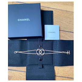 Chanel-pulseira C forrada CHANEL-Prata,Dourado