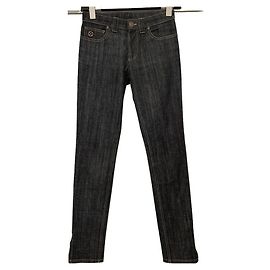Jeans Slim Louis Vuitton Pretos de Algodão Preto