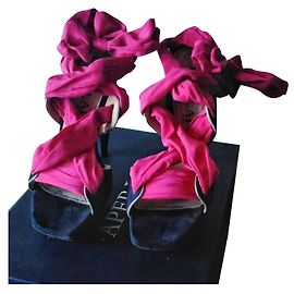 Aperlai High heel leather sandals Blue