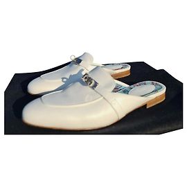 Mules Oz en cuir blanc Hermès Blanc