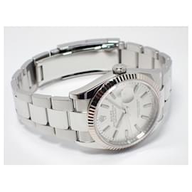 Rolex-Rolex Datejust 36 silver bar WG bezel Oyster Bracelet 126234 Mens-White