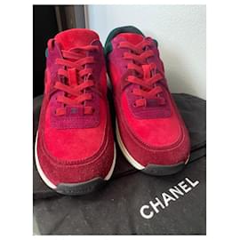 Chanel-Sneakers-Red,Fuschia,Dark green