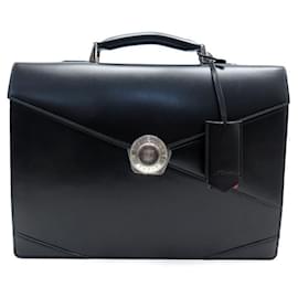 St Dupont-NEW ST DUPONT LINE D BRIEFCASE IN BLACK LEATHER NEW LEATHER BRIEFCASE-Black