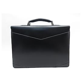St Dupont-NEW ST DUPONT LINE D BRIEFCASE IN BLACK LEATHER NEW LEATHER BRIEFCASE-Black
