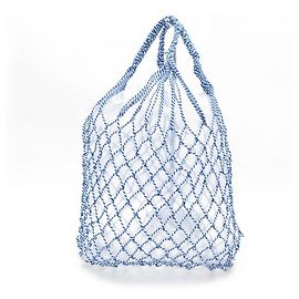 Céline NUOVA BORSA A MANO CELINE NET TISSE CABAS 30 CM IN COTONE BLU BORSA A MANO BLU Blu