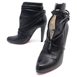 Christian Louboutin-CHRISTIAN LOUBOUTIN SHOES BOOTS WITH HEELS 38 BLACK LEATHER BOOTS SHOES-Black