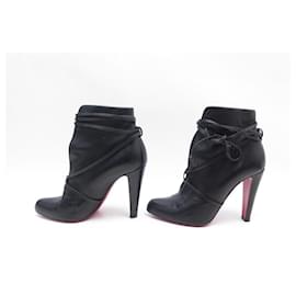 Christian Louboutin-CHRISTIAN LOUBOUTIN SHOES BOOTS WITH HEELS 38 BLACK LEATHER BOOTS SHOES-Black