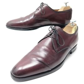 Berluti-CHAUSSURES BERLUTI DERBY 3 OEILLETS 8.5 42.5 3173 EN CUIR BORDEAUX PLISSE-Bordeaux