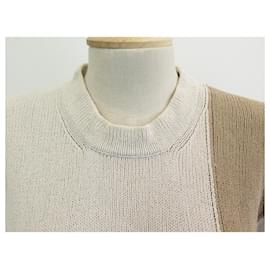 Hermès-HERMES SWEATER MOTIF H 52 L MAN TOP COTTON POLYAMIDE BEIGE SWEATER TOP-Beige