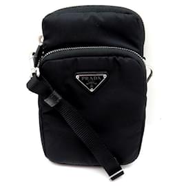Prada-NEW PRADA HAND BAG POUCH BANDOULIERE BLACK NYLON CANVAS HAND BAG PURSE-Black