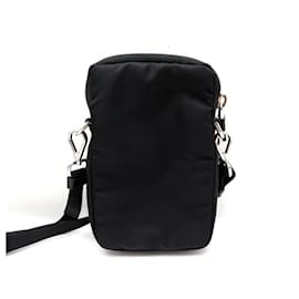 Prada-NEW PRADA HAND BAG POUCH BANDOULIERE BLACK NYLON CANVAS HAND BAG PURSE-Black