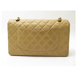 Chanel-CHANEL CLASSIC TIMELESS MEDIUM HANDBAG BEIGE QUILTED LEATHER HAND BAG-Beige