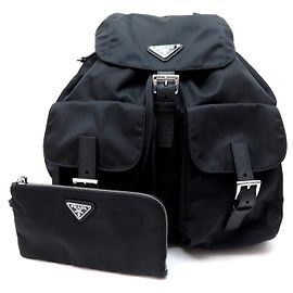 NEW PRADA BACKPACK 1BZ811 MEDIUM CANVAS RE-NYLON SAFFIANO LEATHER BACKPACK Black