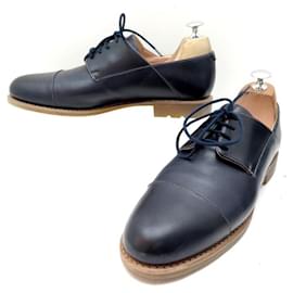 Paraboot-PARABOOT DERBY LYCIA FINE SHOES 7.5 41.5 NAVY BLUE LEATHER SHOES-Navy blue