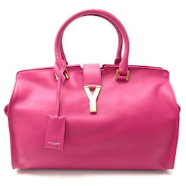 SAC A MAIN YVES SAINT LAURENT CABAS LIGNE Y CHYC M 311208 CUIR FUSHIA BAG Fuschia