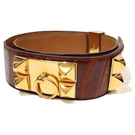 Hermès-Belts-Brown,Gold hardware
