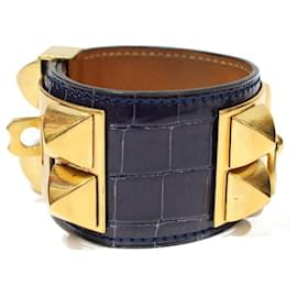 Hermès-Bracelets-Navy blue,Silver hardware