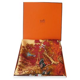 Hermès HERMES Carré Silk Vintage ÁFRICA BOM ESTADO Marrom