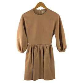 Christian Dior-Christian Dior Long-sleeved dress / 38 / wool / BEG / volume sleeve / puff-Beige