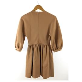 Christian Dior-Christian Dior Long-sleeved dress / 38 / wool / BEG / volume sleeve / puff-Beige