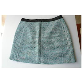 Balenciaga-BALENCIAGA Azure green tweed mini skirt Almost new condition T42 IT-Green