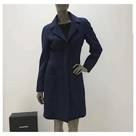 Chanel-Abrigo de seda azul marino de Chanel-Azul oscuro