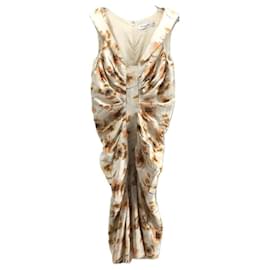 Christian Dior-Christian Dior Sleeveless dress / 38 / silk / CRM / floral pattern-Cream