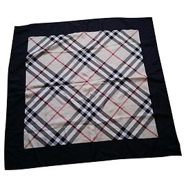 Lenço Burberry de seda com estampa Check e contorno preto Outro