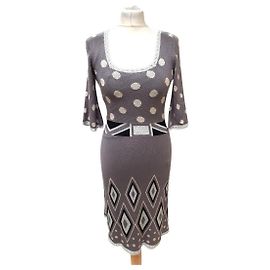 Temperley London Gestricktes Kleid aus Temperley-Seide Silber Mehrfarben