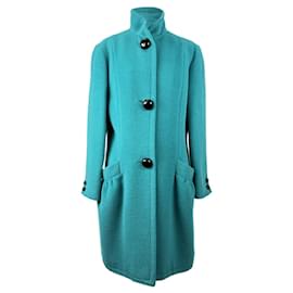 Krizia-Vintage Turquoise Wool Blend Mid Lenght Coat Size 40 IT-Turquoise