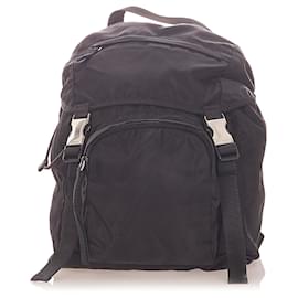 Prada-Prada Black Tessuto Drawstring Backpack-Black