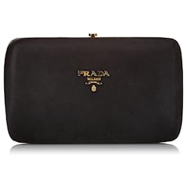 Prada-Prada Black Satin Clutch Bag-Black