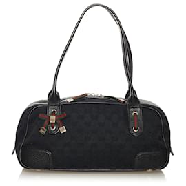 Gucci-Gucci Black GG Canvas Princy Shoulder Bag-Black