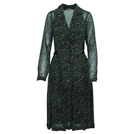 Michael Kors-Dark Green Print Dress with Black Belt-Green