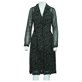 Michael Kors-Dark Green Print Dress with Black Belt-Green