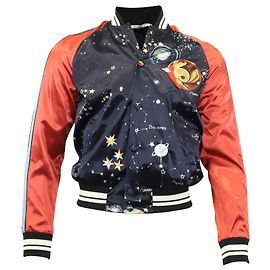Valentino Astro Couture Bomber Jacket in Black Viscose Black